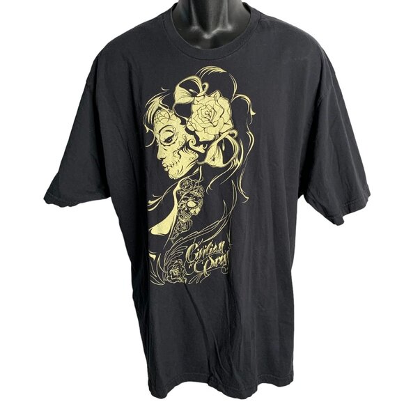 Civilian Dress Day of the Dead Crewneck T Shirt 2XL Black Short Sleeves Pinup - Picture 1 of 8